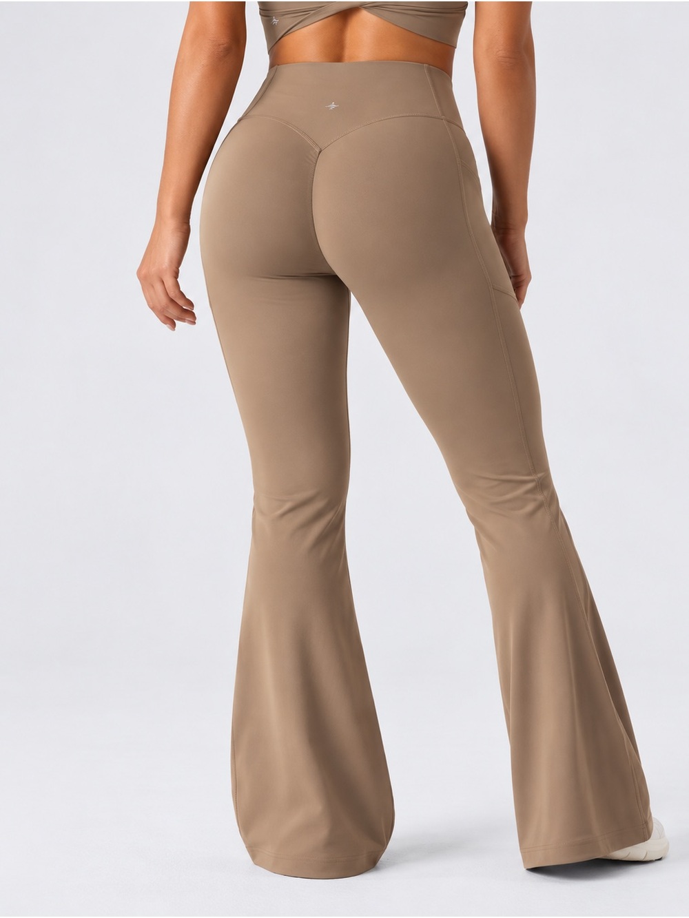 Halara Tan Flare Leggings High Waisted Side Pocket Yoga Pants TALL Size XL NWOT